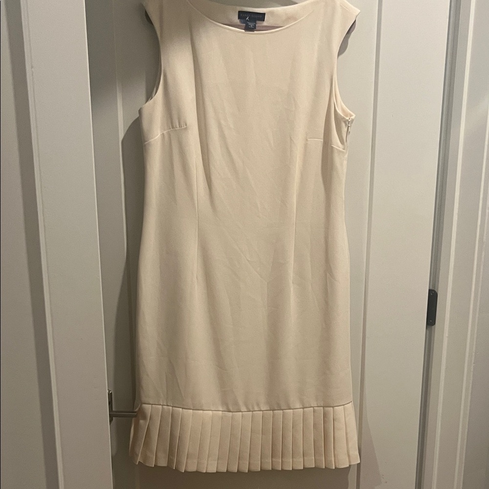 Karen Scott Cream Pleated Hem Mini Dress